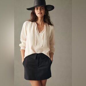 Cloth & Stone 100% linen tie neck Peasant Blouse size L